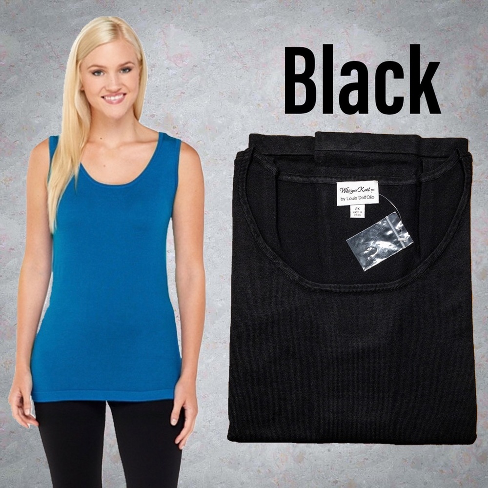 Linea by Louis Dell'Olio Whisper Knit Scoop Neck Tank, NWT 2X Black A237404